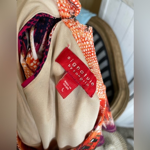 Signature by Sangria Orange Multicolor Maxi Dress Sleeveless Size Large - Picture 5 of 5